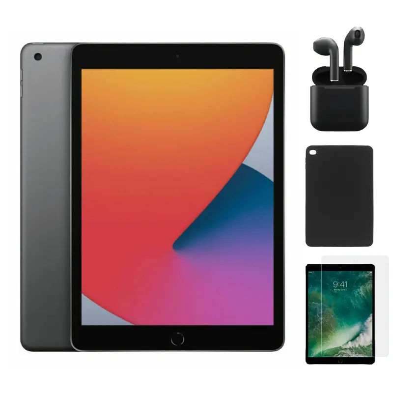 Refurbished iPad 8th Gen (Cellular + WiFi / WiFi only) - Excellent Condition with Case, Wireless Earbuds,Tempered Glass Screen Protector & 1 Year Warranty