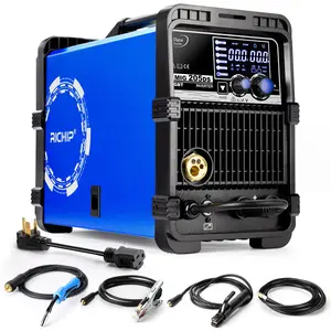 Welding Machines MIG205DS 110V/220V Gasless Flux Core MIG Stick Welding Multi-Process MIG Gasless Welder Tool with 6 in 1 Functionality Heavy Duty handheld welding machine multiprocess welder Power Industrial Metal Handle