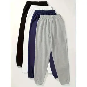 2025newSolid Color Simple Sweatpants 4-pack, Versatile Elastic Waist Joggers, Suitable For Spring And Autumn, Women's Clothing