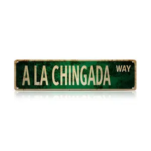 Funny Spanglish Vintage Wall Decor – Humor Metal Sign Wall Art for Porch, Home, Bar, Garden & Patio, Easy-Hanging Outdoor Decoration, Christmas Gift Family Wall Decor Regular Stop Sign – A LA CHINGADA WAY Street Sign