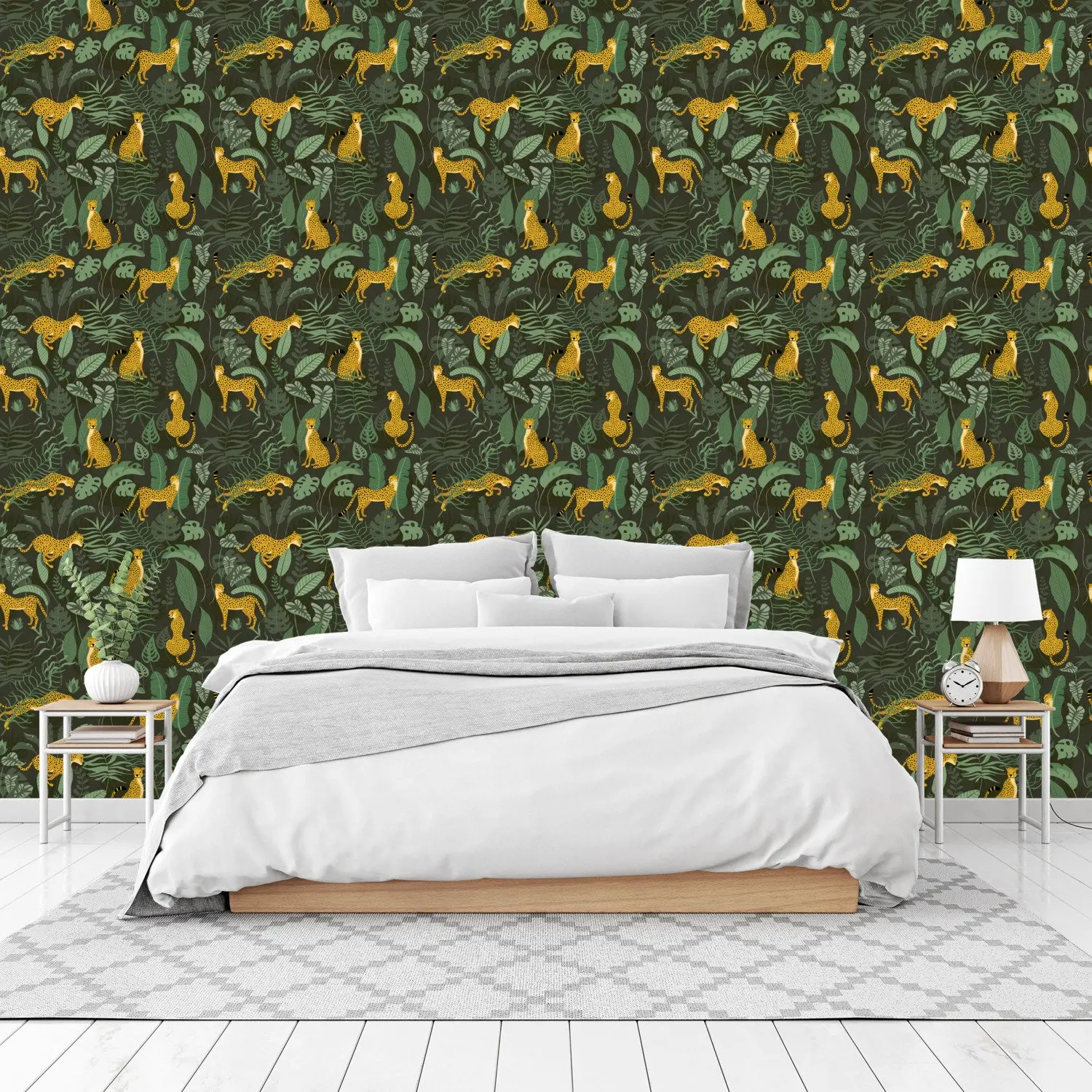 Cheetah Wallpaper Panels, Animal Wallpaper, Jungle Wallpaper, Animals Mural, Peel and Stick