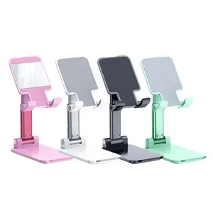 Cell Phone Stand, Angle Height Adjustable Cell Phone Holder with Silicon Pad for Desk Fully Forldable Mobile Phone Holder Compatible with All Mobile Phones, MT-6, (White)