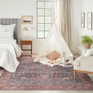 Traditional Vintage Printed Rug, Machine Washable Area Rug, Nourison Brilliance Non-Slip Flatweave Indoor Easy-Care Textile