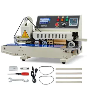 VEVOR Continuous Bag Band Sealing Machine, 0.24-0.47 in Seal Width, Horizontal Band Sealer Machine with Ink Printing, Temp & Speed Adjustable, Heat Sealing Machine for 0.001-0.03 in Plastic Bags