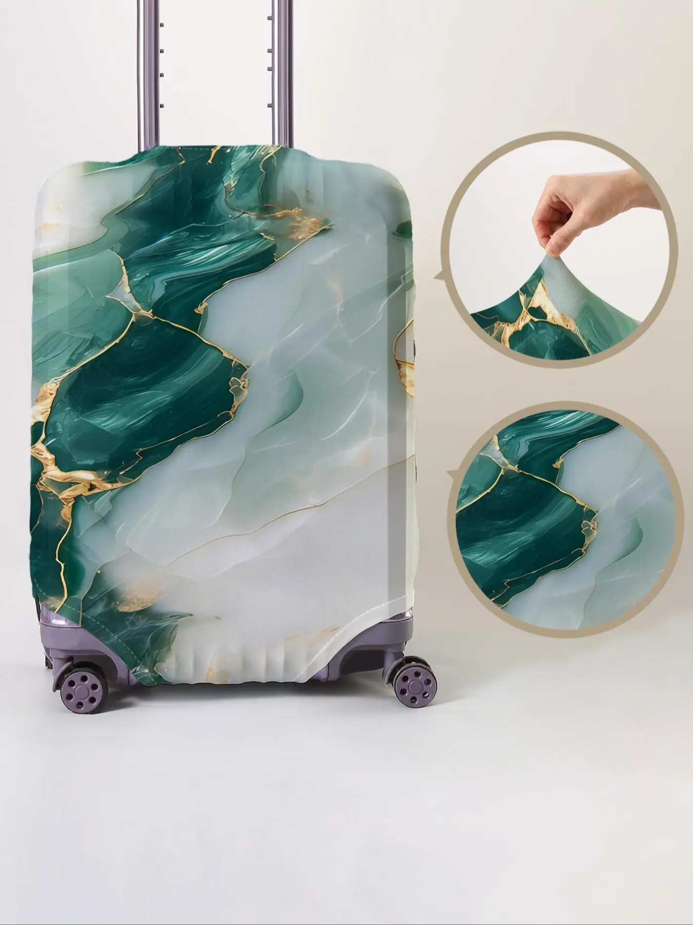 Marble Pattern Luggage Protector, Dust-proof Elastic Travel Bag Protector, Protective Cover, Travel Accessories for Women & Men, Travel Essentials, Versatile Travel Accessory, Luggage Covers