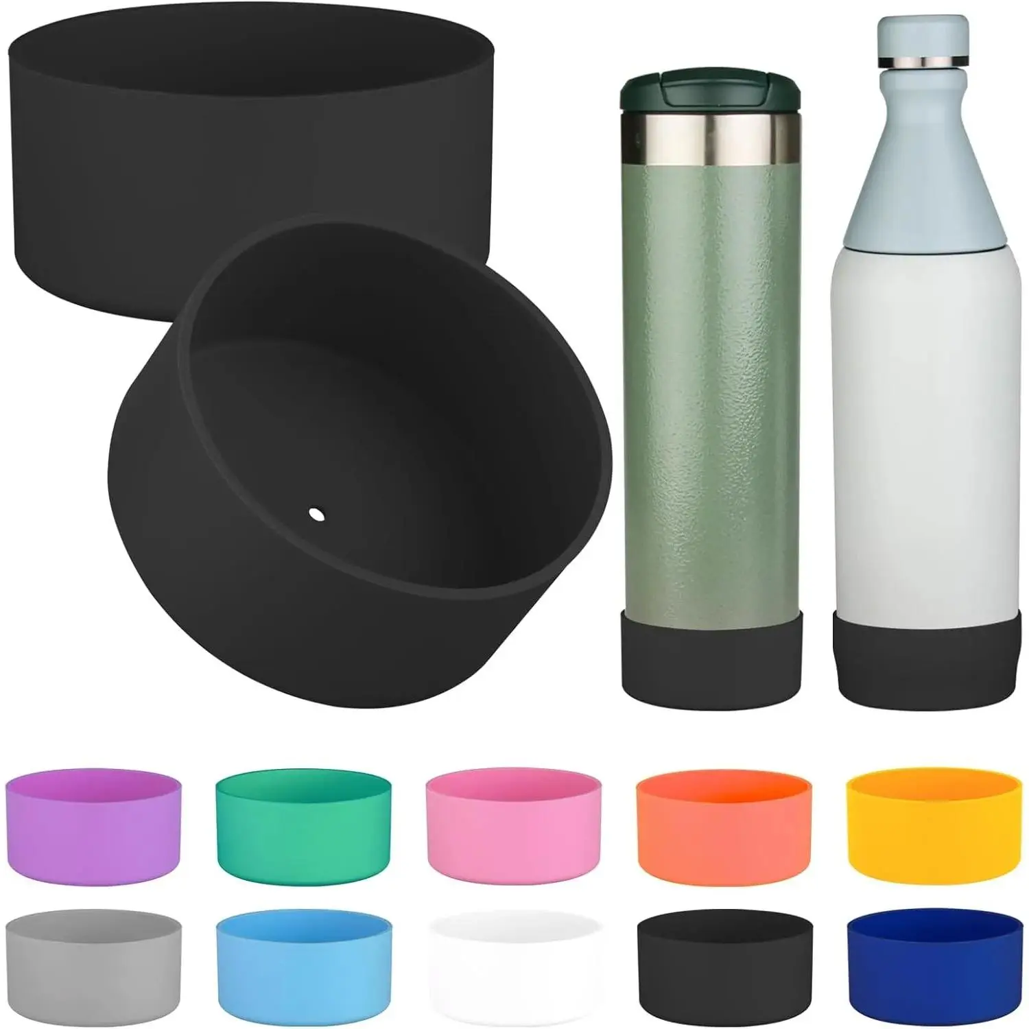 2PCS Silicone Water Bottle Boot for Stanley All Day Slim Bottle 20oz, Anti-Slip Protective Sleeve Bottom Bumper Protector for Stanley AeroLight Transit Bottle