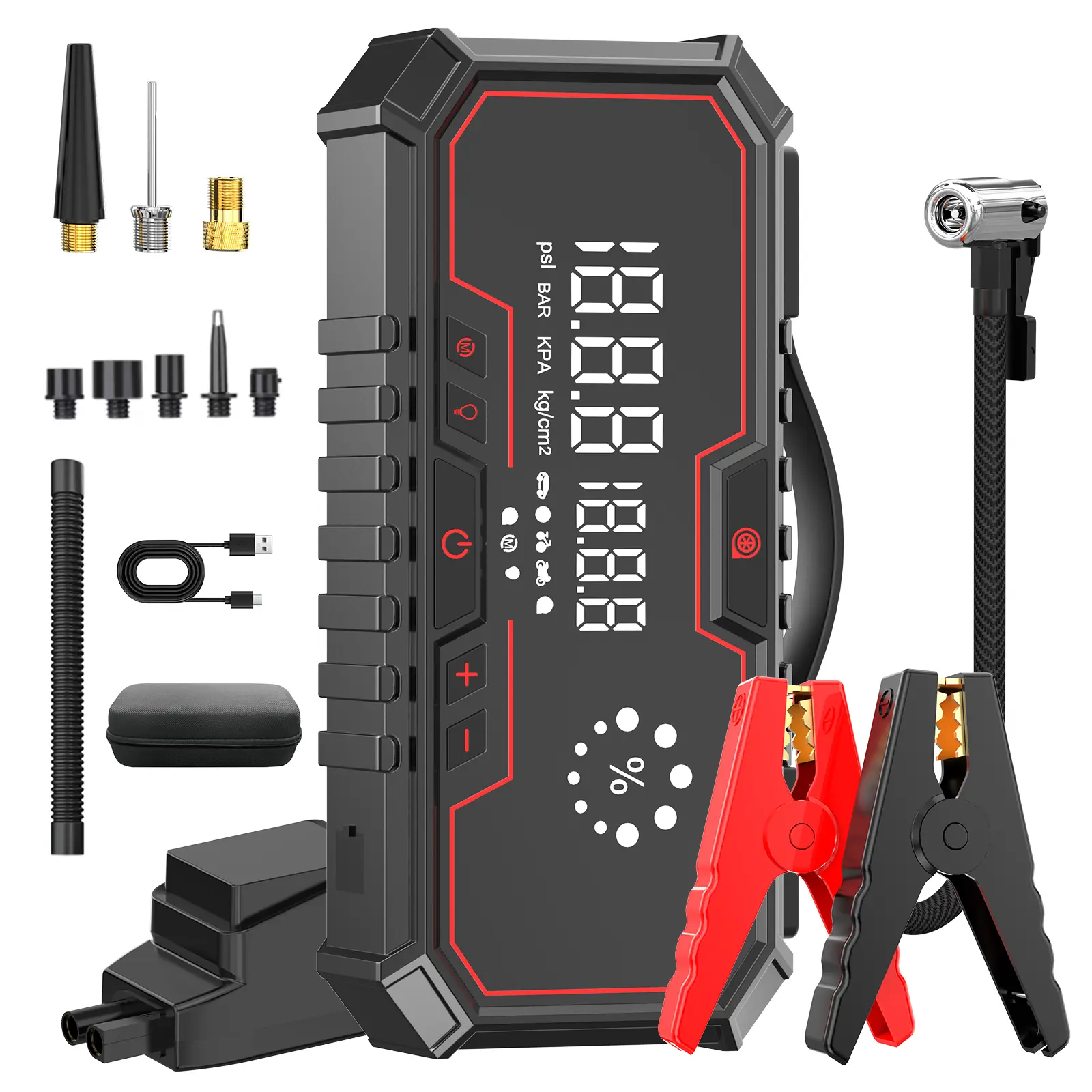 【Fathersdaygift】Kapeezi  Portable Car Jump Starter with Air Compressor & Blower 160PSI Tire Inflator All-in-One Power Bank for All Gas & 6L Diesel Vehicles Car Essentials Car Accessories, Accessories For Car