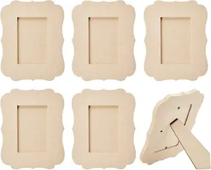 6-Pack Unfinished Wood Picture Frames, Holds 4X6" Photos Wooden Photo Frame DIY Crafts