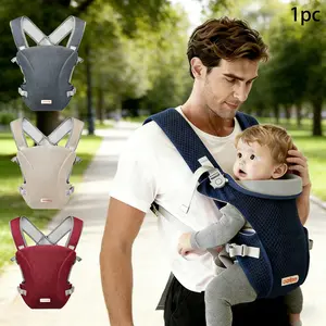 Baby Mesh Backpack Carrier, Ergonomic Net Fabric Baby Back Carrier, Newborn Carrier, All-Season Universal X-Type Pressure Relief Shoulder Straps, Breathable Carrier