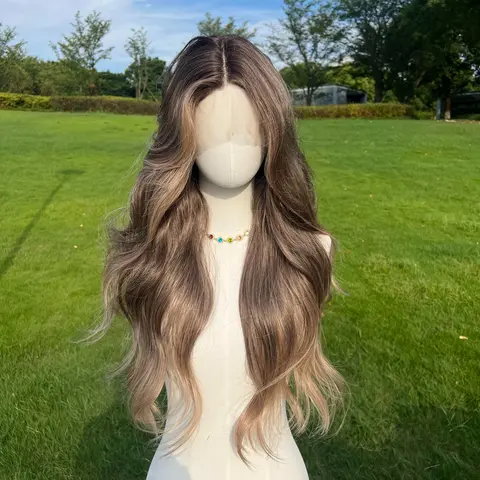 SMILCO/28-inch/Omber Brown Highlight/Daily Style/Lace Front Low Density Pre-plucked Look Wig/ Free Part 13*4 Lace Front/Curly Hair without Bangs | SM9022