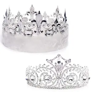 Anderson’s French Flair Royalty Set, Fleur‑de‑Lis King Crown with Black Faux Fur and Sparkling Rhinestone Elsa Tiara for Prom, Homecoming, Winter Formals, Special Events and Dance Coronations