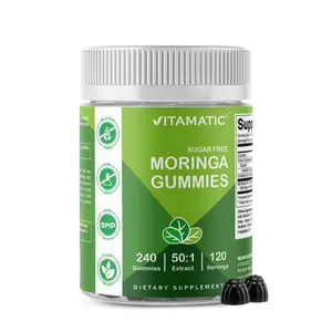 Vitamatic Sugar Free Moringa Gummies - 50:1 Extract, 200 mg, Gluten Free Chewable Dietary Supplement - Complete Green Superfood, 240 Pectin Based, US Healthcare Support