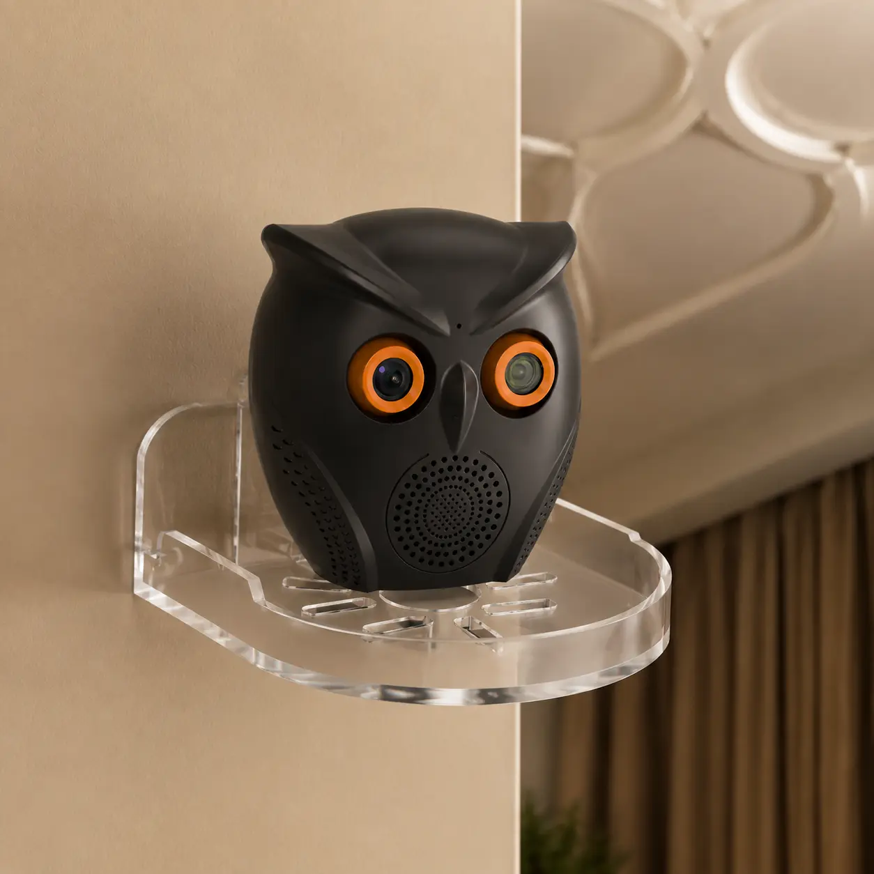 NKCCNUR 1pc upgraded owl-style bracket with 1080P HD display, night vision, two-way audio, and motion detection. Easy to install, with a strong and durable acrylic stand