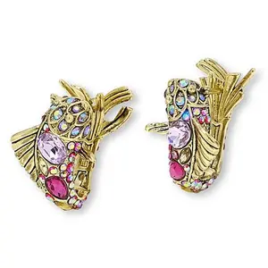 Heidi Daus One Fish Two Fish Bronzetone Crystal Earrings