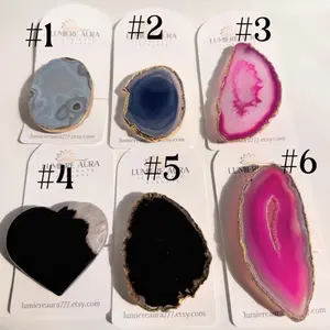Phone grip, dyed agate slices