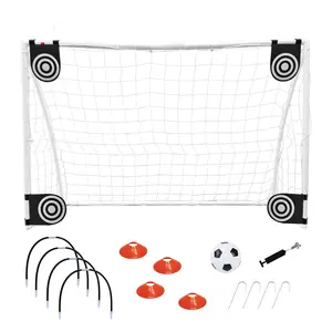 6 Ft. Super Soccer Goal Combo Set - 1 6ft Soccer Net, 1 Junior Soccer Ball, 4 Targets, 4 Cones, 4 Arches and pump with pin! Instant Soccer Game in a Box!