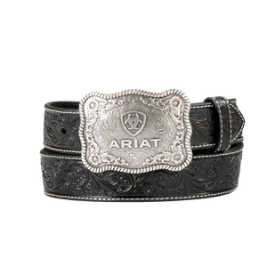 Ariat Men's Floral Embossed Western Black Belt A1020401