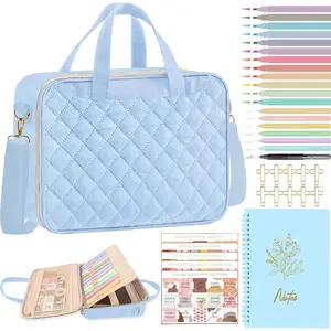 Bible Cover Case for Women, Large Bible Bag with Shoulder Strap and Handle, Bible Study Supplies Journaling Kit, Bible Highlighters and Pens No Bleed Tabs Notebook Cross Clips