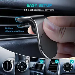 Universal Stable Portable Phone Holder Alloy Vent Clip Strong Magnetic Car Mount, Home Use Mobile Stand, Durable and Adjustable