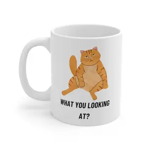 Bored Cat Ceramic Mug 11oz, ceramic mug, coffee mug, microwave-safe, dishwasher-safe, capacity, gift idea, office essential