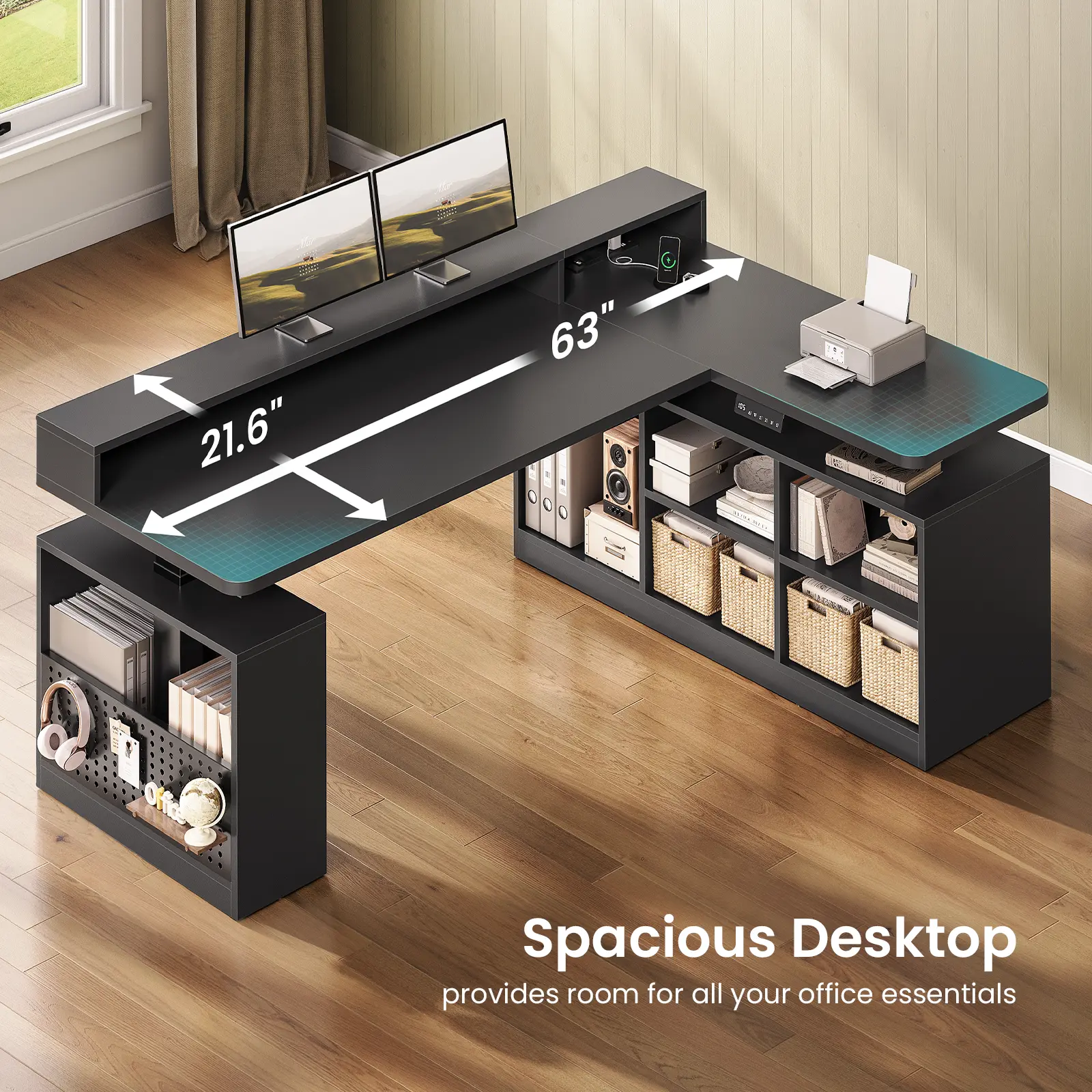 ★kaページ★louren satin setup Sedeta 63x39.3in Modern L-Shaped Height-Adjustable Electric