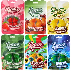 Lyzoo Soft Gummy Filled with Jam Center - 4 Gummies in Each Bag - Net WT 2.54oz - Single bag or Bundle