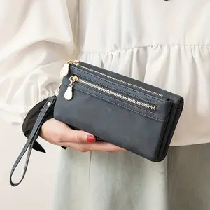 Vintage Large-Capacity Long Wallet, Women'S Clutch Purse, Coin Purse, Frosted Clutch Bag