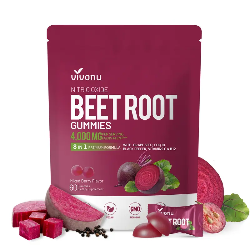 VivoNu Beet Root Gummies – Supports Circulation and Daily Wellness | With CoQ10, L-Arginine, Vitamin C