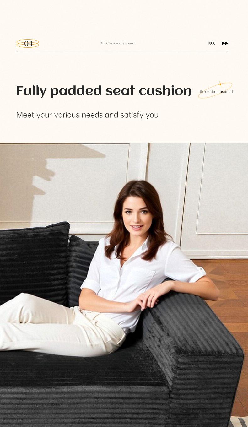 【2 Packages Shipping】135.8"L-Shaped Boneless Sectional Cloud Couch Corduroy Velvet Modular with Chaise No Assembly Required Sofa Living Room Furniture 105.9"