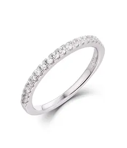 1.7mm Half Eternity Wedding Ring Band Ring Guard 925 Sterling Silver Half Eternity Wedding Band CZ Engagement Ring 1-15 ML4861B