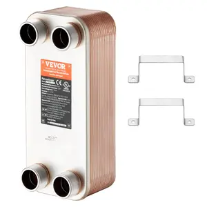 【fathersdaygift】VEVOR Heat Exchanger, 5"x 12" 30 Plates Brazed Plate Heat Exchanger, Copper/316L Stainless Steel Water To Water Heat Exchanger For Floor Heating, Water Heating, Snow Melting, Beer Cooling