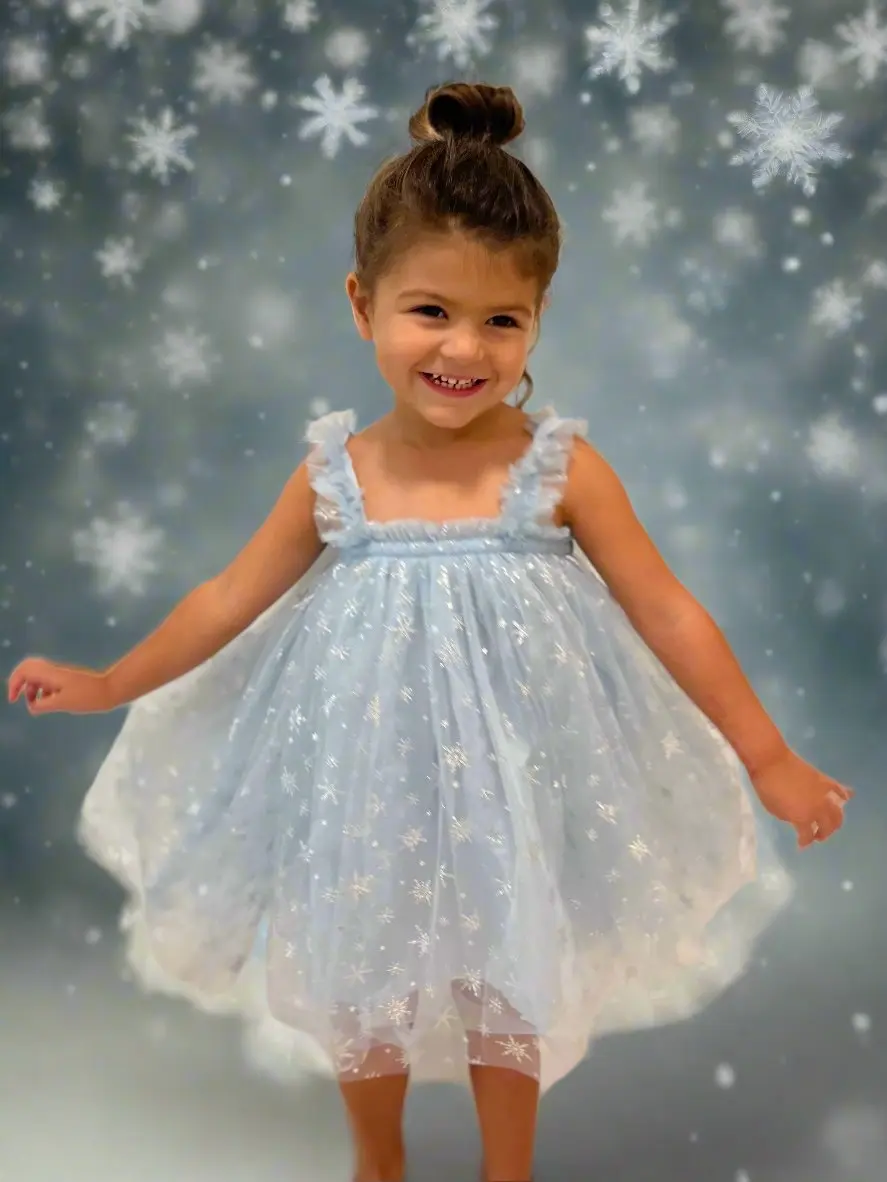 32 - Blue Baby Dress with Snowflakes