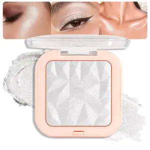 Pearl White Silver Face Highlighter Glitter Diamond Makeup Powder Palette for Face Body Cheek Skin