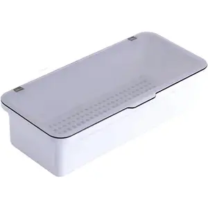 Flatware Tray with Lid and Drainer,Silverware Tray Kitchen Dinnerware Holder and Utensil Storage Container for Flatware and Silverware (White)