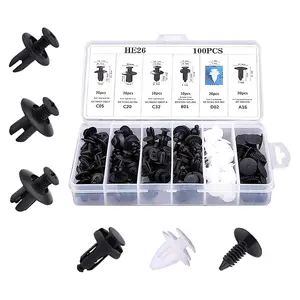 100PCS Car Bumper Retainer Clips, Automotive Body Trim Fixed Clip, Auto Door Panel Push Pin, Universal Vehicle Plastic Rivets Kit with Storage Box