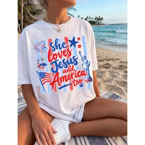 Retro Year Shirt, Patriotic Christian Tee, She Loves Jesus And America Too Tshirt, 4th of July T-Shirt