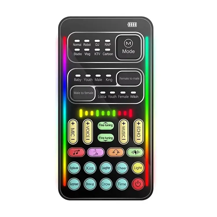 Hot Selling Computer Live Sound Card Portable Voice Changer Device  I9 Sound  Card  for Mobile Game Broadcast Mobile