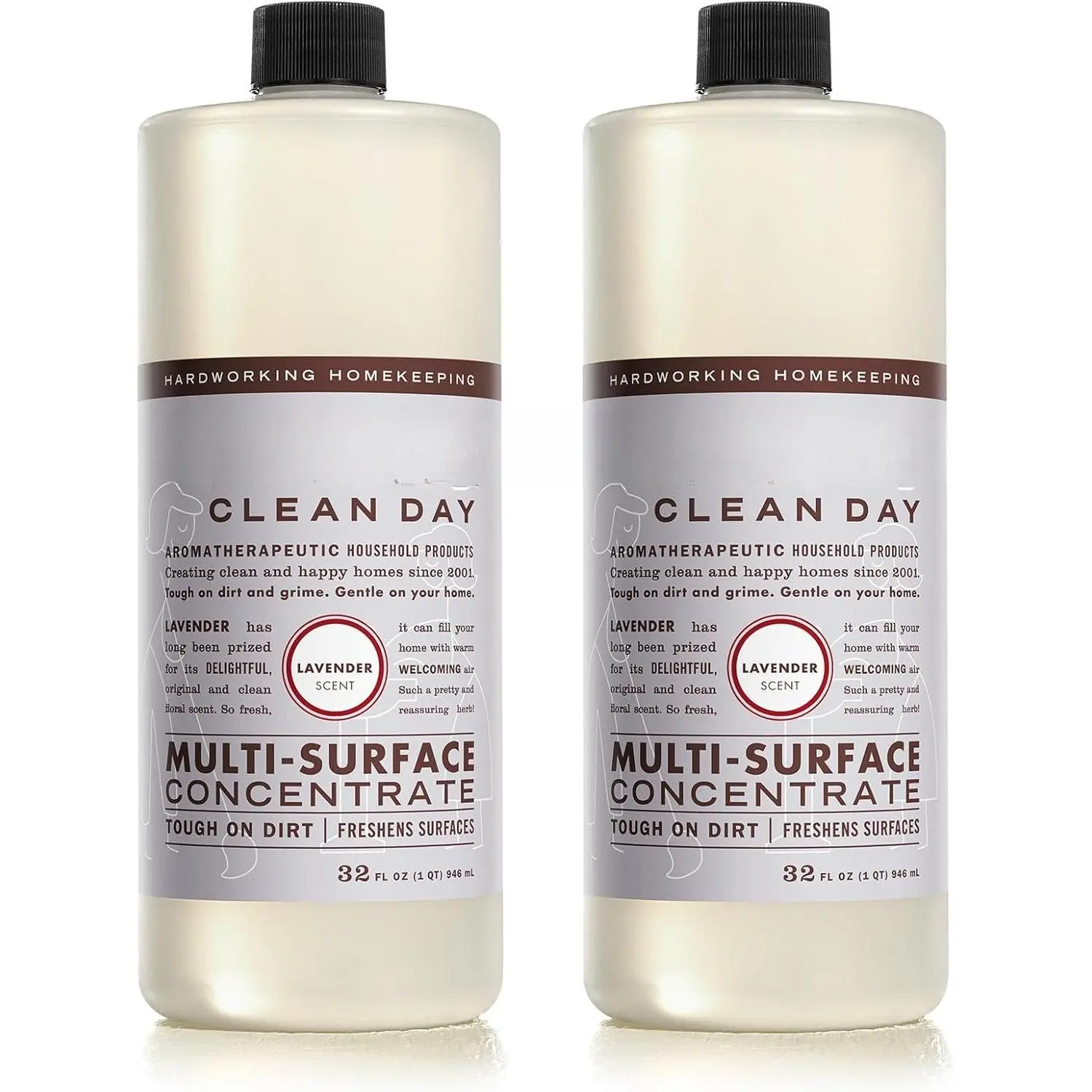 CLEAN DAY Multi-Surface Cleaner Concentrate, Use to Clean Floors, Tile, Counters, Lavender, 32 fl. oz - Pack of 2