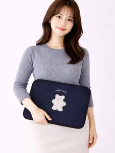 Cute Teddy Bear Laptop Sleeve 7–15 Inch – Shockproof Soft Protective Case for MacBook, iPad & Laptop