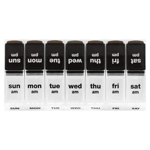 Ezy Dose Weekly AM/PM Pill Planner, Black/Natural, 1 Count