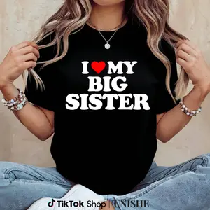 Heart Print Tee  Cotton I Love My Big SisterFor your toay's outfit