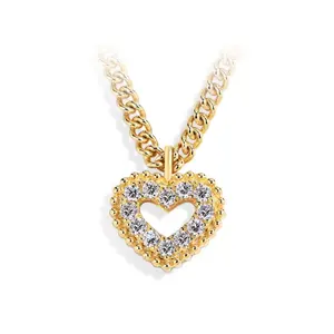 VVS1 GRA Certified Moissanite Pendant Necklace for Women Romantic Heart - S925 Sterling Silver