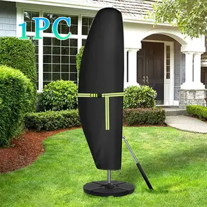 1 Piece Patio Umbrella Cover, Outdoor Straight Umbrella Protector with Telescopic Rod, Webbing and Snap Buckle, Sun Protection & Storage Sleeve