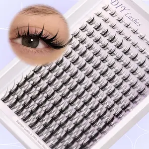 Ultra-Thin Cartoon DIY Volume False Eyelashes, Natural 3D Style, Mixed Sizes 8-16mm, Cat Eye Look, Perfect for Beginners