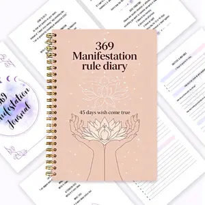 369 Manifestation Law Diary, Spiritual Growth Plan Book, Attraction Law Manual, Gratitude Diary + Record, Spiral bound planner, Planner Notebook, Daily Manifestation Exercises, Including Daily 3/6/9 Writing Practices