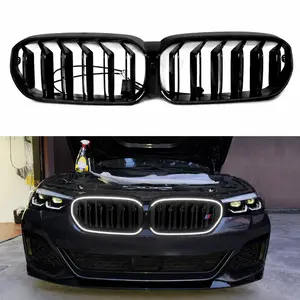 For BMW 5 Series G30 G31 LCI 530i 530e 540i 540d 545e M550i xDrive 2021-2025 Gloss Black Dual Slat Front Kidney Grille Front Grill Replacement Pair