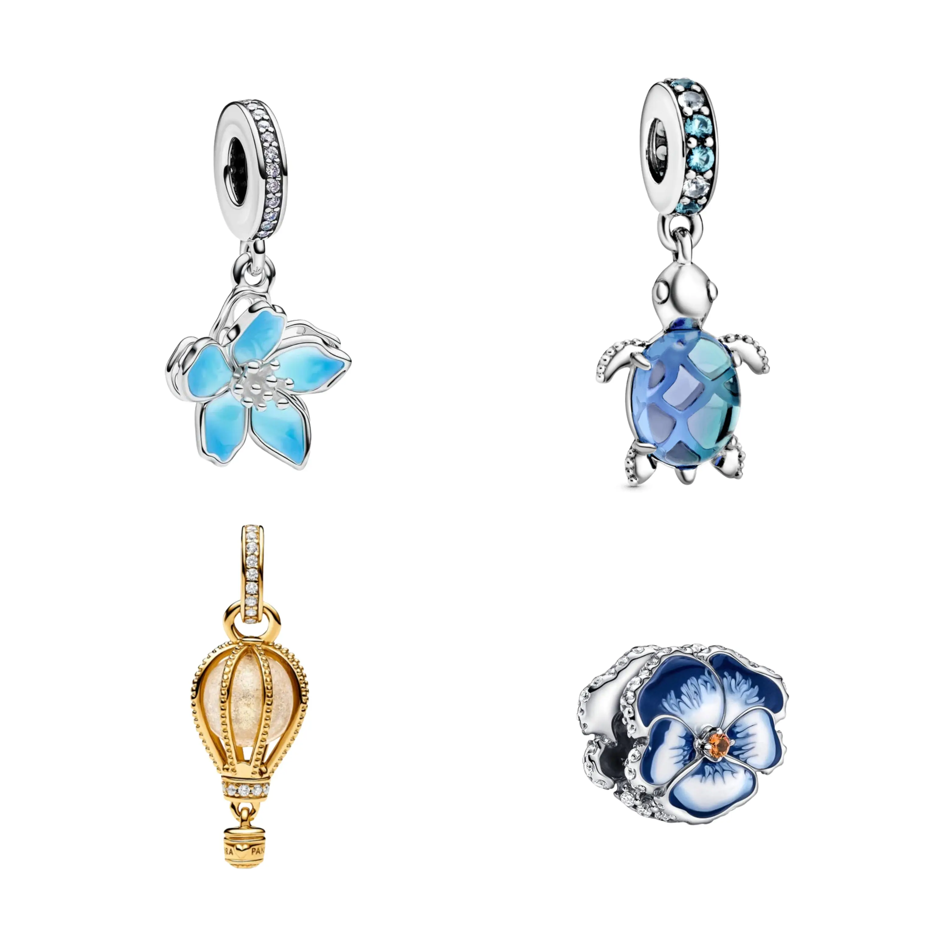 925 Sterling Silver Dangle Charms – Colorful Elegant Pendant Beads with Nature & Fantasy Designs