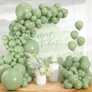 98-Piece Sage Green Balloon Garland Kit with Forest Green Balloons for Weddings & Parties