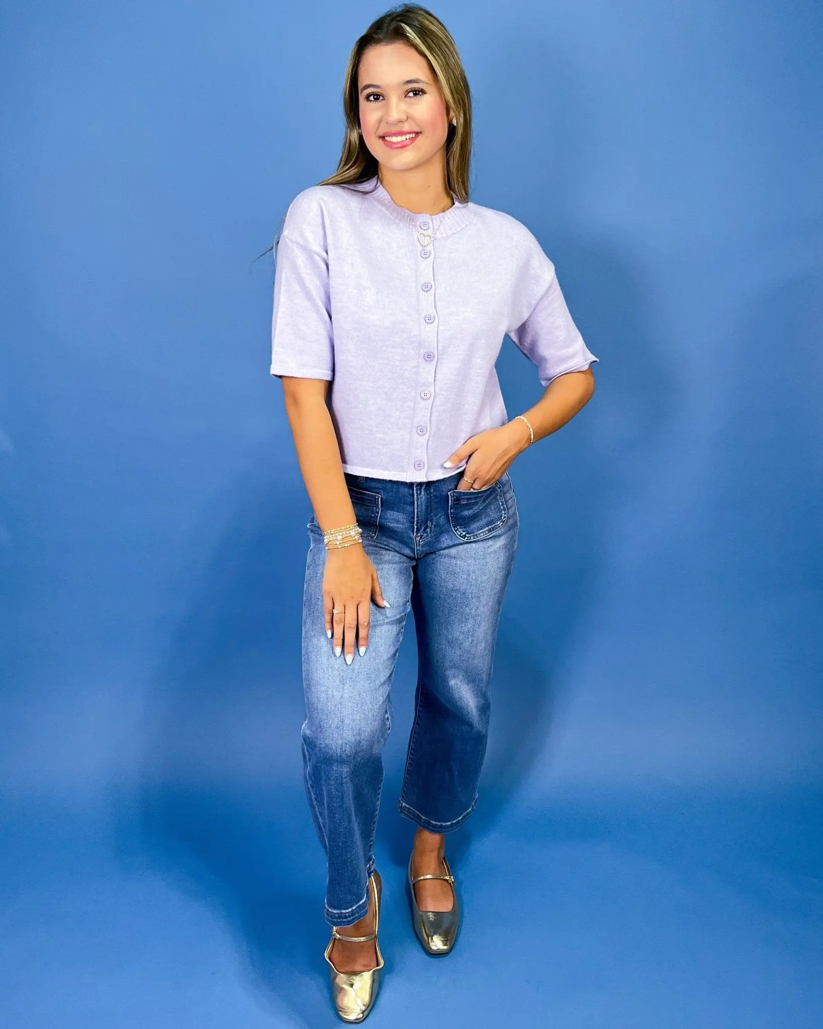 Lilac Dream Button Front Cardigan Top