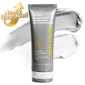 HIANGEL Dual-Tube Facial Cleanser | Micron-Grade White Clay + Desalted Amino Acids | Twist-Cap Design — Gentle Deep Clean & Skin-Barrier Care for Fresh, Balanced Skin
